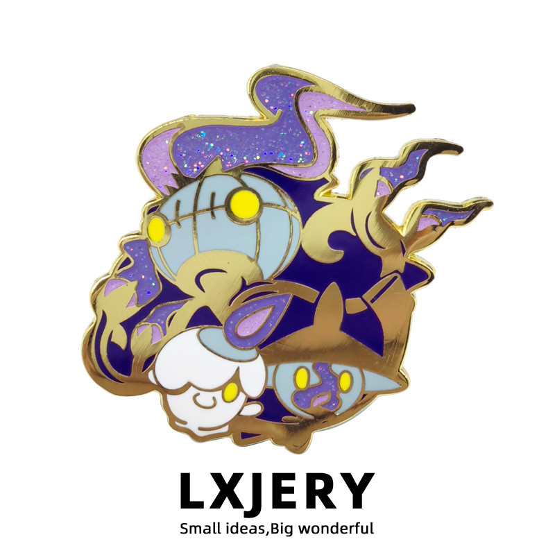 LXJERY Ghost Pokémon เข็มกลัด แสงเทียน Ghost Light Ghost คริสตัล Light Fire Ghost โลหะกระเป๋านักเรีย