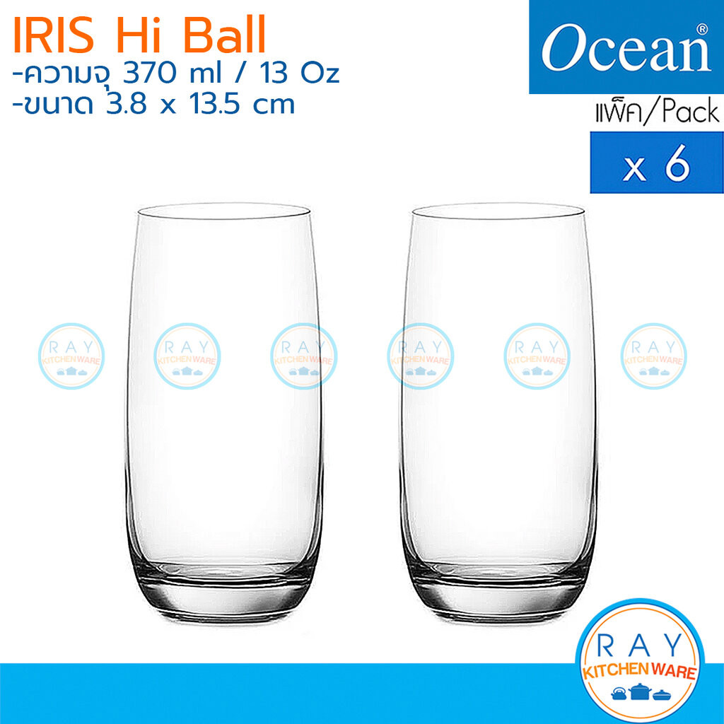 Ocean แก้วน้ำ 370 ml (6ใบ) Iris Hi Ball C13013 โอเชียน แก้วน้ำร้านอาหาร แก้วน้ำผลไม้