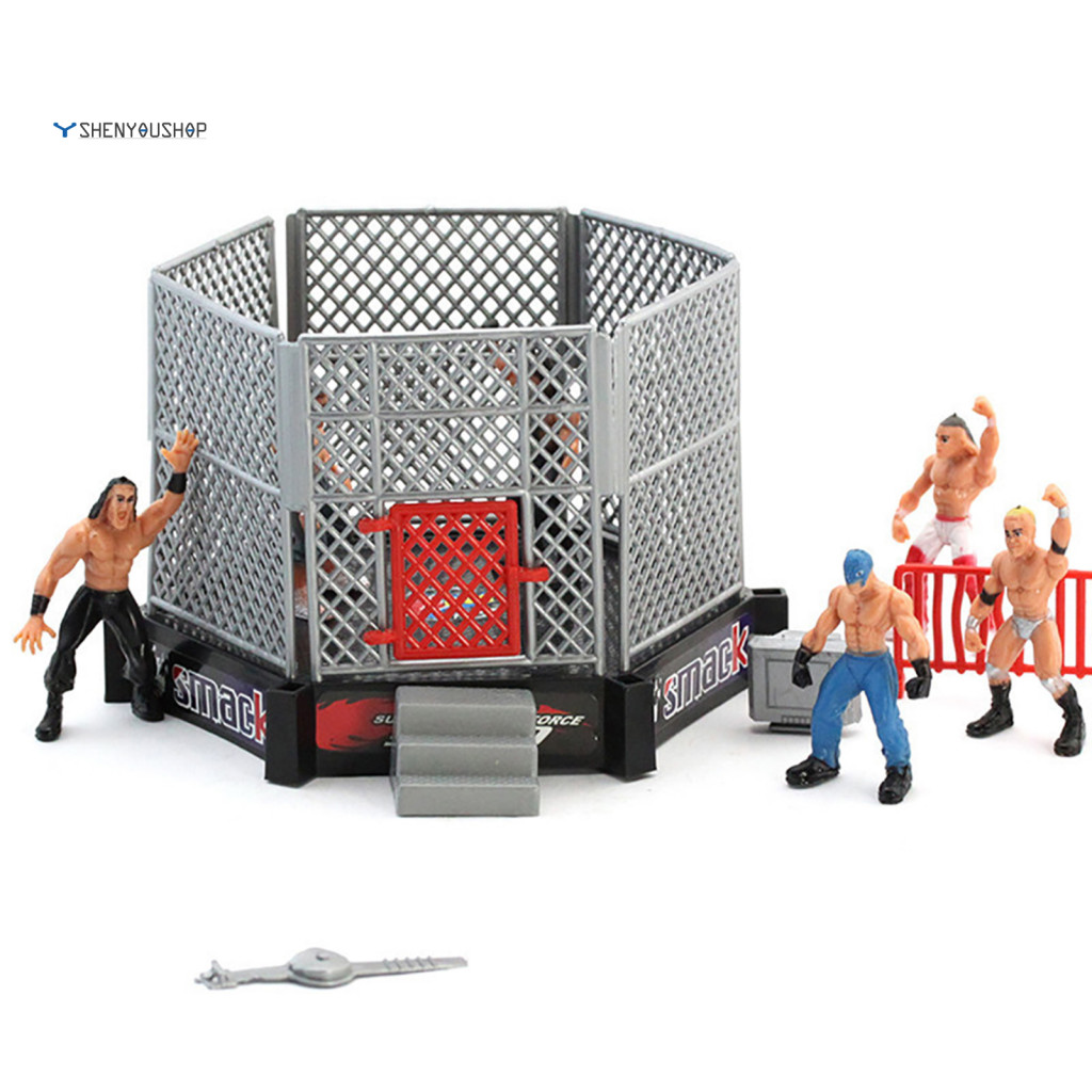[SYS] 1 ชุด Wrestling Playset ที่สมจริง DIY Mini Wrestling Action Figure Play Set สําหรับเด็ก