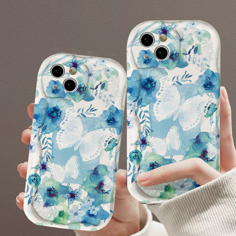 ผีเสื้อสีฟ้าเคสโทรศัพท์สําหรับ OPPO A77S 4G A78 5G A1X A58 A60 A11K A7 A5S A12S A74 A95 F19 PRO A78 
