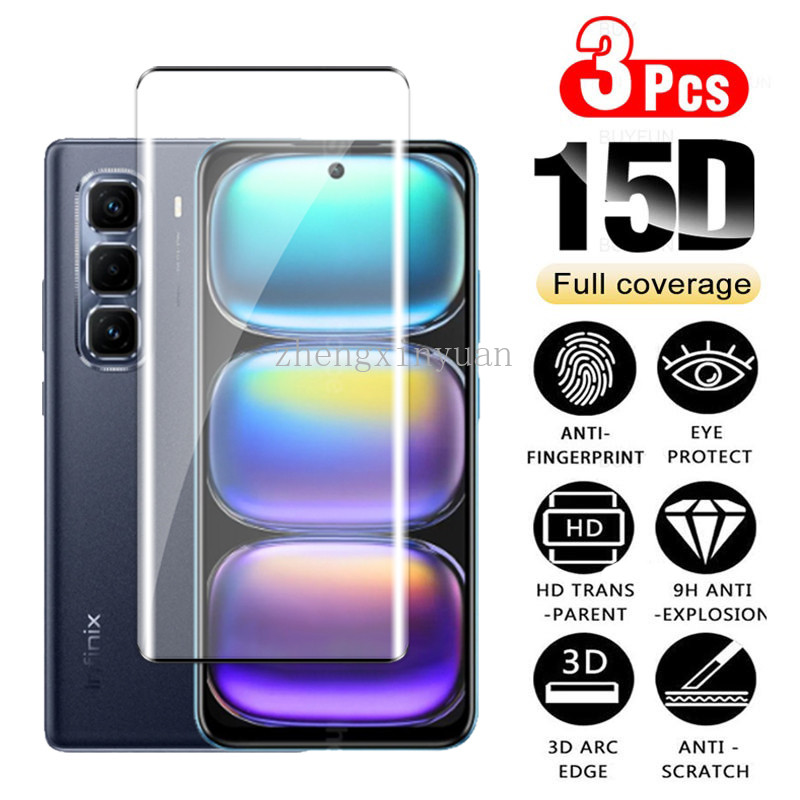 1-3pcs 3D โค้งขอบกระจกนิรภัยสําหรับ Infinix Hot 50 Pro Plus Hot50ProPlus Hot50Pro 4G 5G 2024 ป้องกันหน้าจอสําหรับ Hot50 Hot50Pro + 50Pro + ฟิล์มแก้วป้องกัน