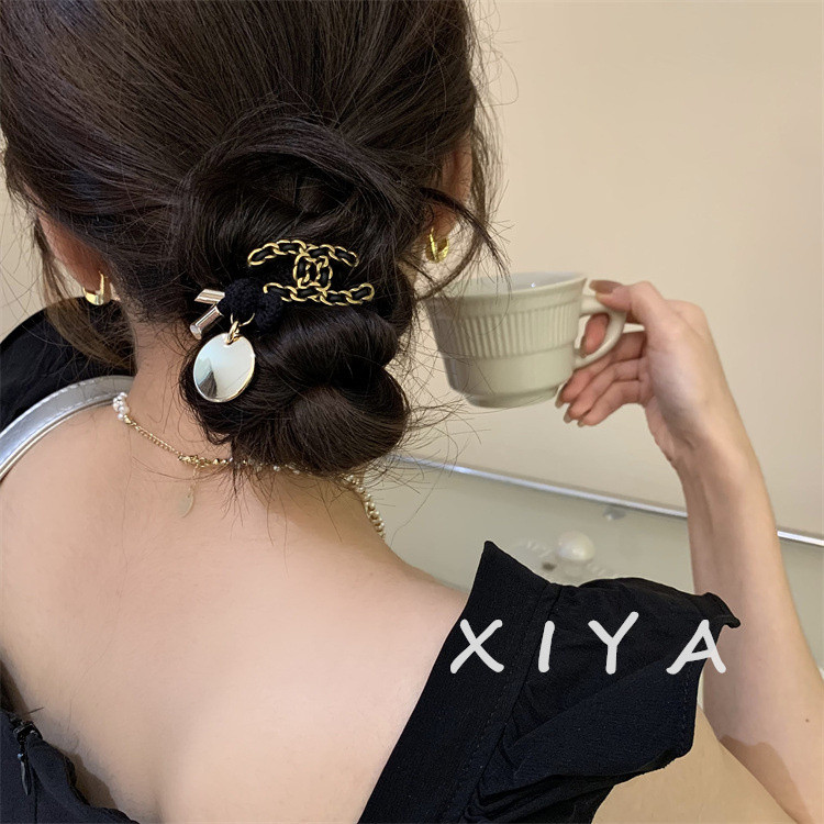 Xiya Fashion Classy Letter Metal Hair Tie High-End High Elasticity Headband Rubber Band