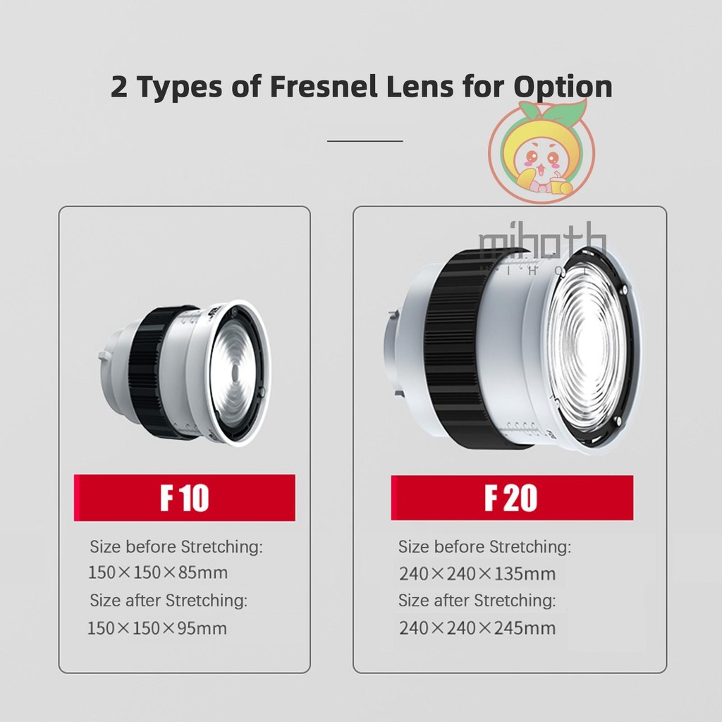 Lippmann F20 เลนส์ Fresnel ขนาด 9 นิ้ว Bowens Mount 10°- 45°อะแดปเตอร์โฟกัสแบบออปติคัล 10X สว่างกว่า พร้อมประตูโรงนา 4 ใบที่ถอดออกได้สําหรับสตูดิโอเครื่องมือสร้างแสงต่อเนื่อง