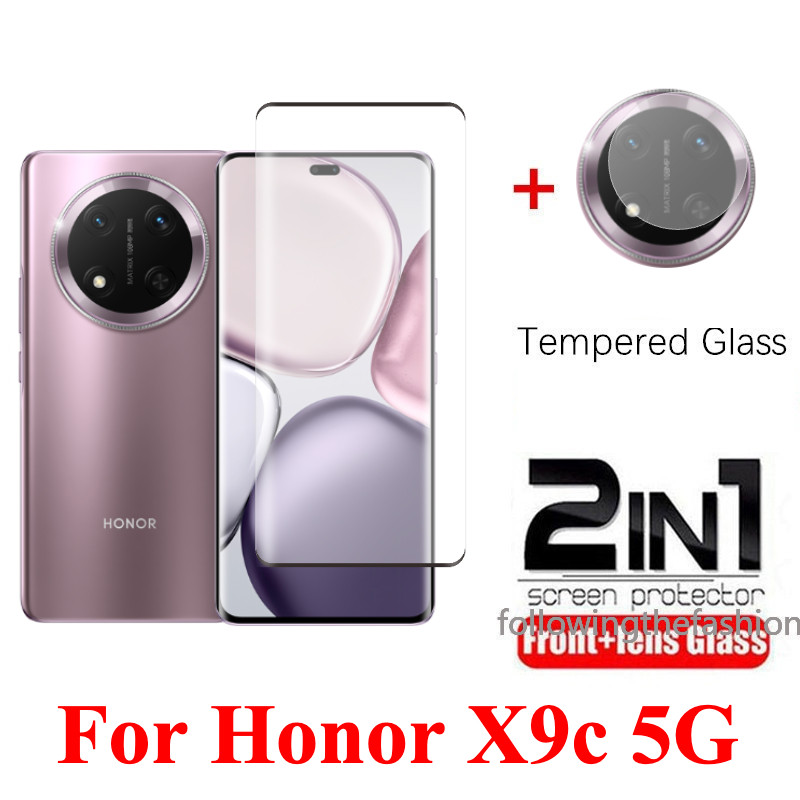 2 in 1 ฟิล์มกระจกนิรภัยสําหรับ Honor X9c 5G X9 C 5G 2024 Honor X9d X9D 2025 Gobal หน้าจอ HD Clear View ฟิล์มกระจกกันรอยฟิล์มแก้วกล้องเลนส์ Protector กระจก ราคา ถูกที่สุด ดีลบีเคเค