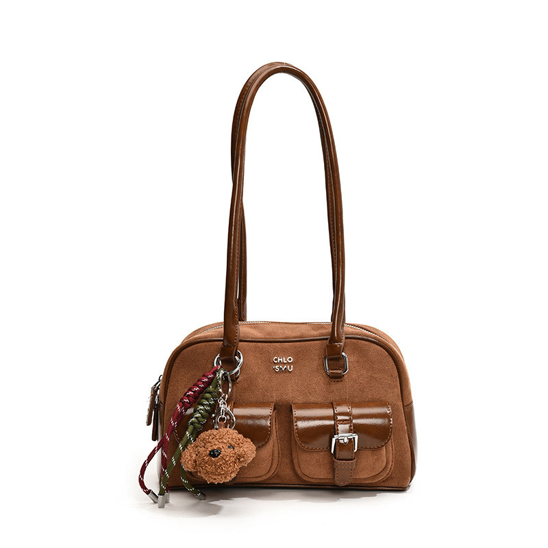 Schwarz ETINENE กระเป๋าสะพายสตรี Premium Southwind Chio2n Vintage Rice Brown Work Fashion Boston Bag