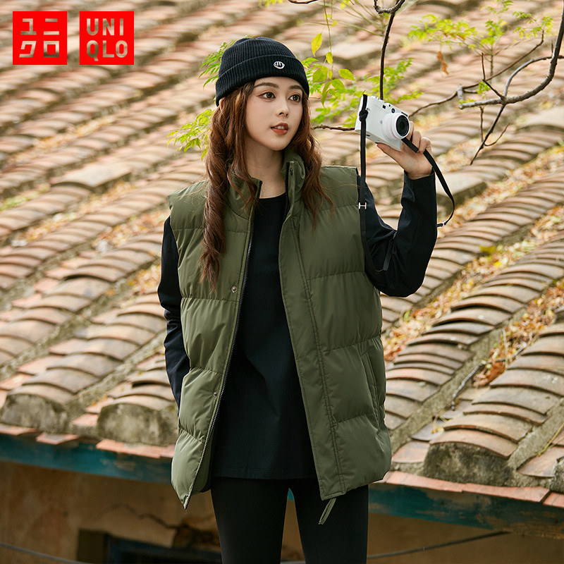 UNIQLO เสื้อกั๊กผ้าฝ้ายขนเป็ด ยูนิโคล่ น้ําหนักเบาและสะดวกสบายเพื่อความอบอุ่นโดยไม่ต้องจํานวนมาก