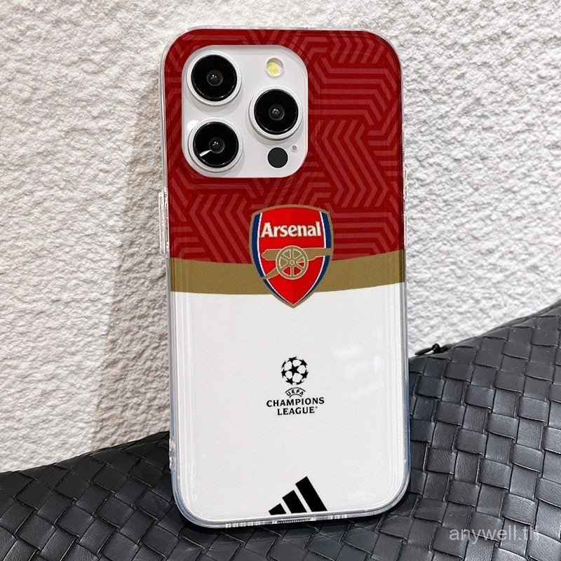 Arsenal โลโก้อังกฤษพรีเมียร์ฟุตบอลลีกกรณีโทรศัพท์สำหรับ iPhone 16 15 14 13 PRO MAX 12 16 14พลัส11ที่เรียบง่ายใส TPU Soft ปลอกกีฬากรณี