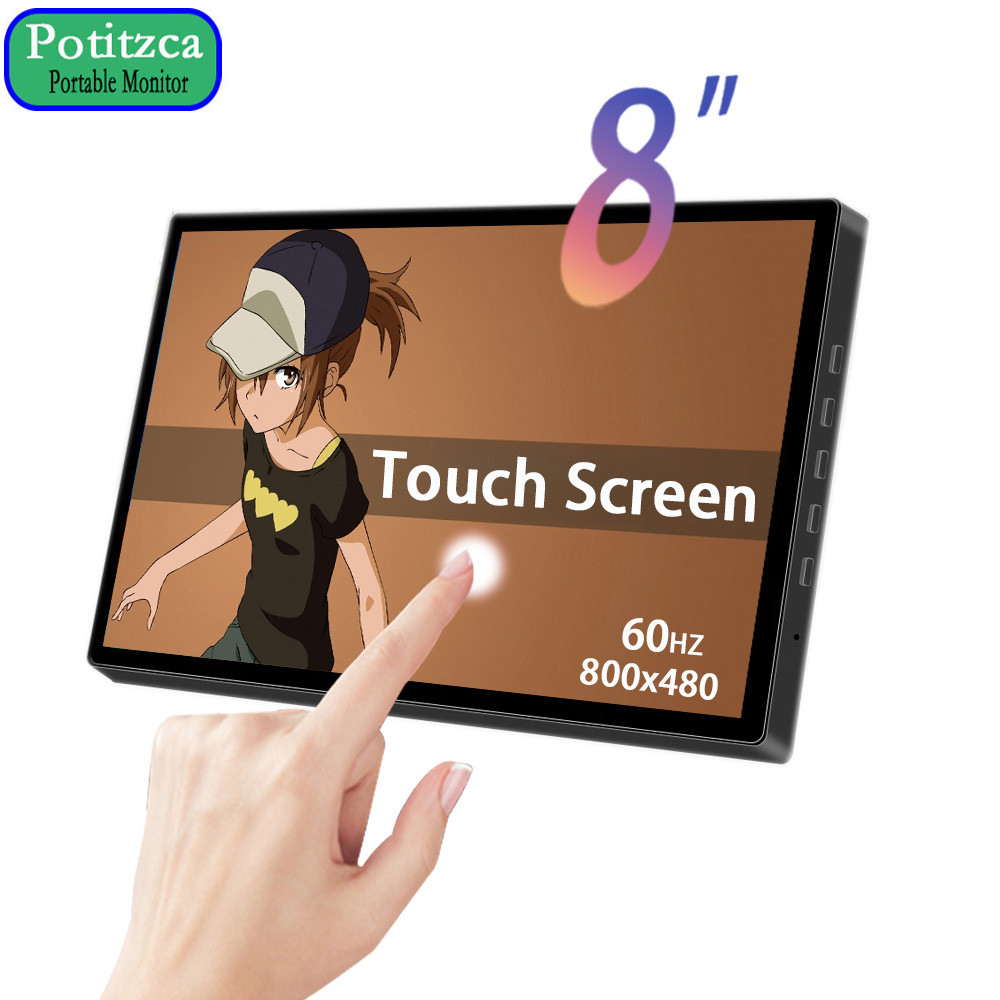 8 นิ้ว Mini Portable Monitor Touchscreen 800x480 60Hz จอแสดงผล LCD รองรับ HDMI Tpye-c สําหรับ Raspbe