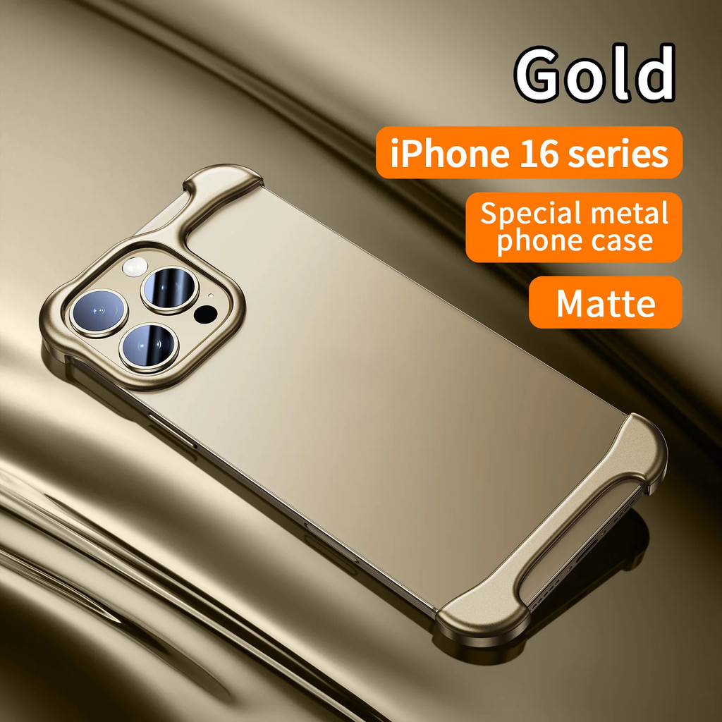 ไฮไลท์โลหะเคสโทรศัพท์สําหรับ Iphone 15 16 Pro Max Frameless อลูมิเนียมที่ถอดออกได้ฝาครอบโทรศัพท์แบบใช้ซ้ําได้สําหรับ IPHON 15 16 Promax