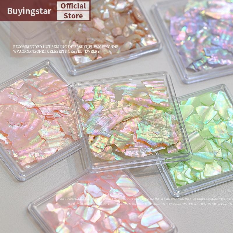 ZCX 1 กล่อง Aurora Flakes Abalone Nails Ch บางธรรมชาติไม่สม่ําเสมอ Slice หินเลื่อมตกแต่งเล็บ VO