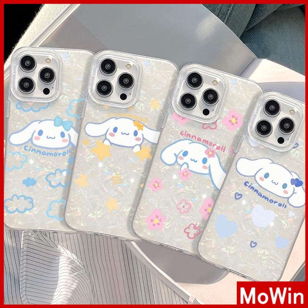 Mowin - เคส iPhone 16 Pro Max สีสันสดใส เปลือกหอยโฮโลแกรม เลเซอร์ เคสใส TPU กระต่ายขาวน่ารัก นิ่ม สำหรับ iPhone 15 14 Pro max 13 12 11 XR XS 7 8Plus