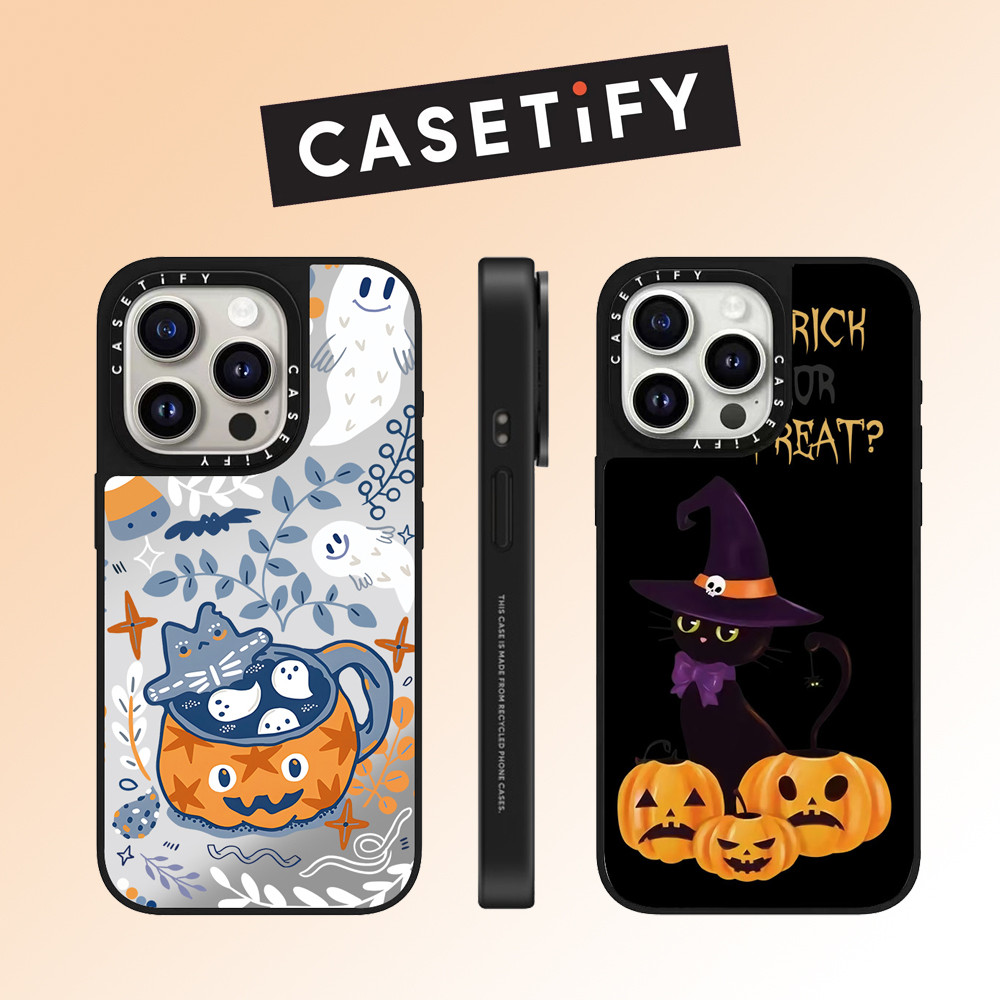 Drop proof CASETIFY เคสโทรศัพท์สําหรับ iPhone 16promax 16pro 16 15Pro 15promax 14promax 13 13promax พิมพ์ด้านข้างฮาร์ดกรณีฟักทองฮาโลวีน 12promax กรณี iPhone 11 กรณีคุณภาพสูง