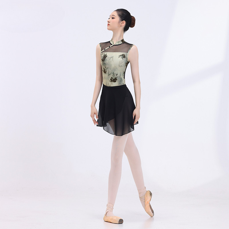 Cheongsam Collar พิมพ์ Performance Dance เครื่องแต่งกายผู้ใหญ่ Jumpsuit