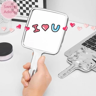 SweetAdore Liquid Shape Square Mirror Hand-Held Desktop Cosmetic Portable Makeup Mirror Travel Retro Style Beauty Mirror For Handbag TH