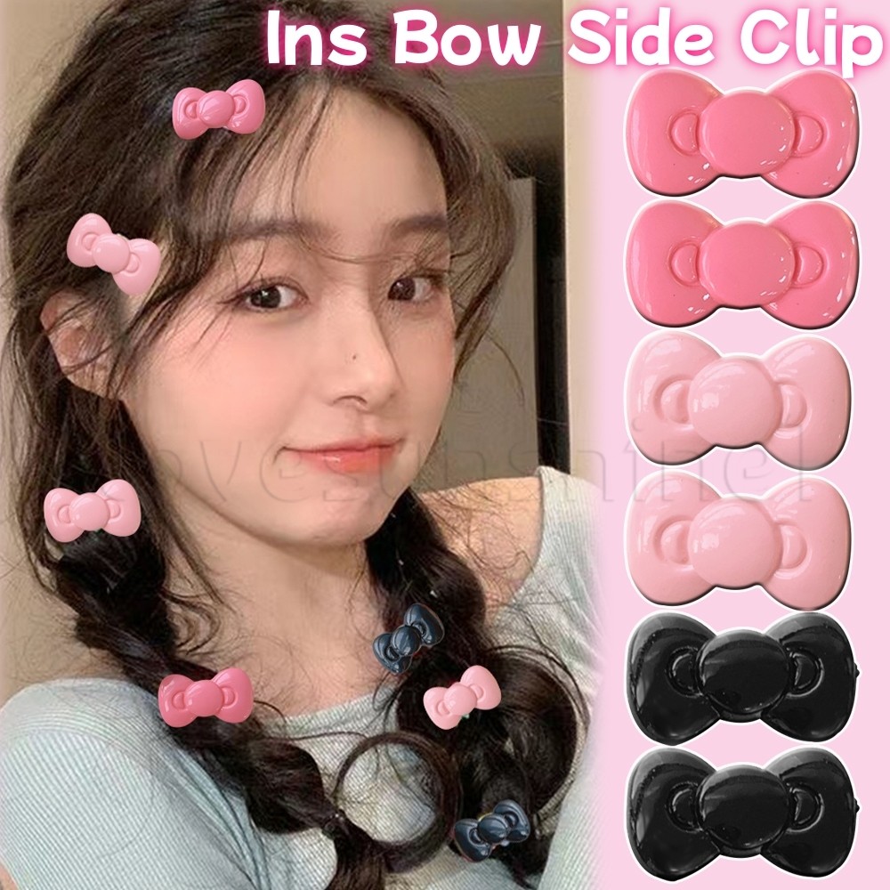 Kawaii Sanrio Bow Hairpin Hello Kittys Hairpin-พลาสติก,การ์ตูน,สีสัน-สําหรับอุปกรณ์เสริมผม-น่ารักสาวหัวใจด้านข้างคลิปBangs-แฟชั่นRetro Headwear