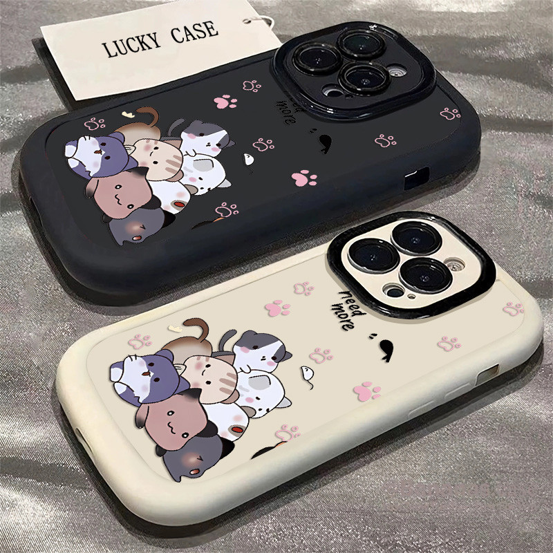 การ์ตูนลูกแมวกองเคสโทรศัพท์เข้ากันได้สําหรับiphone 7 8 8Plus 11 12 13 14 15 16 Pro Max X XS XR SE 2020 กันกระแทกป้องกันการตกเปลือกโทรศัพท์มือถือ