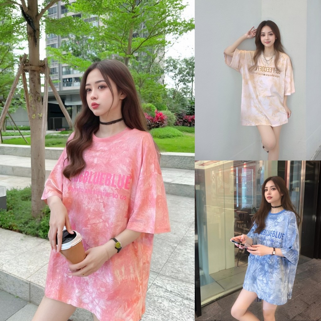 เสื้อยืดแฟชั่นแขนสั้นสำหรับกลุ่มเพื่อน ดีไซน์ย้อมสีสวยๆ