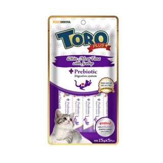 Toro Toro Plus ขนมแมวเลีย โทโร่ พลัส ผลิตจากเนื้อปลาทูน่าเนื้อขาวแท้ ดีต่อสุขภาพ แพ็ค 15g x 5 ซอง