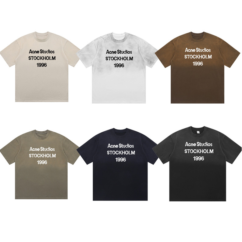 ขายร้อน AC Faded LOGO Tee American Street สวมใส่ Distressed Letter LOGO Letter 1996 พิมพ์เสื้อยืดแขนสั้นหลวม