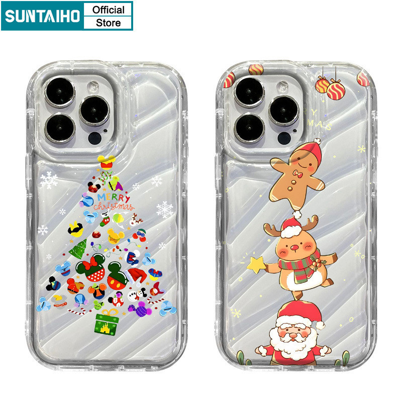 Suntaiho เคสไอโฟน Aestheticน่ารักปลอกMerry Christmasรูปแบบเคสโทรศัพท์สําหรับIphone 15 14 12 13 11 Pro Max IP 7 8 Plus Iphon X Xs XR Xs Max TPU Soft Premiumกันกระแทกปกหลัง