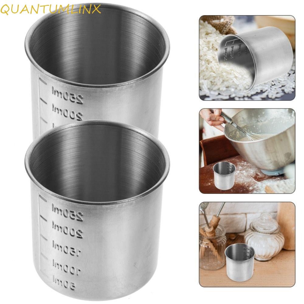 Quantuml ถ้วยตวงสแตนเลส, ที่ใส่ตวงป้องกันการล่มสลาย 250/350ML, อเนกประสงค์พร้อมถ้วยภาชนะข้าวกันสนิมขนาดห้องปฏิบัติการ