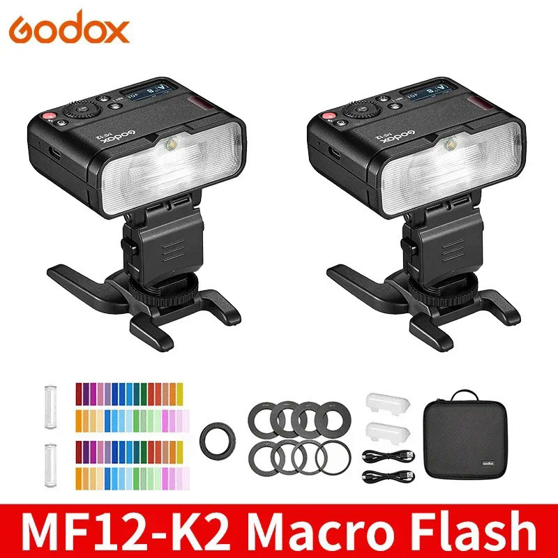 Godox MF12 K2 Macro Flash Color Light 2.4GHz Wireless X System TTL Flash Speedlite for FUJIFILM Cano