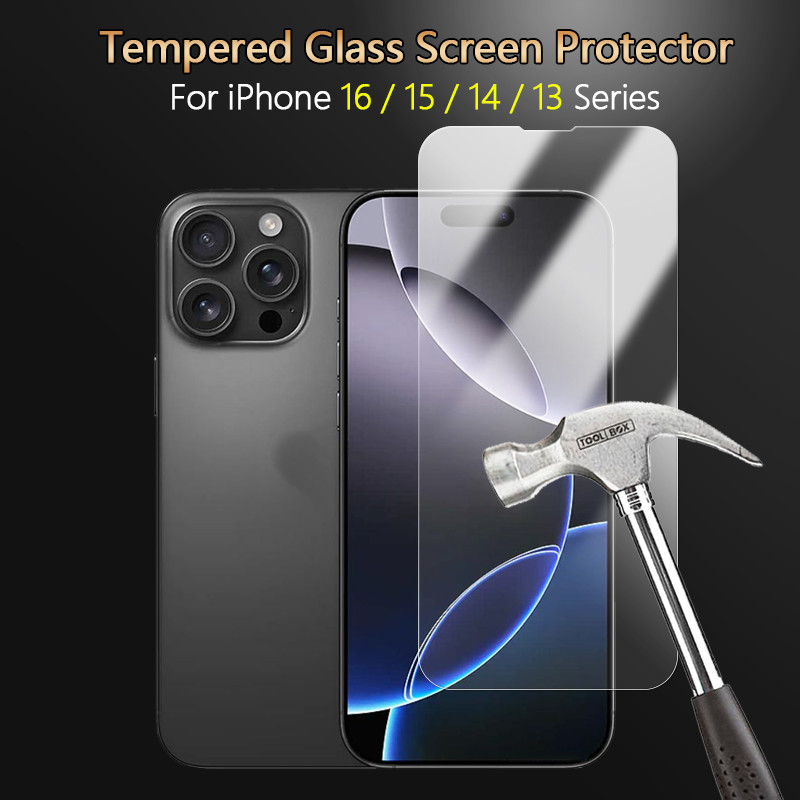 ปลดล็อคลายนิ้วมือสําหรับ iPhone 16 15 14 13 12 Pro Max Plus HD Clear Slim 2.5D Anti-Scratch 9H Tough กระจกนิรภัยป้องกันหน้าจอฟิล์ม