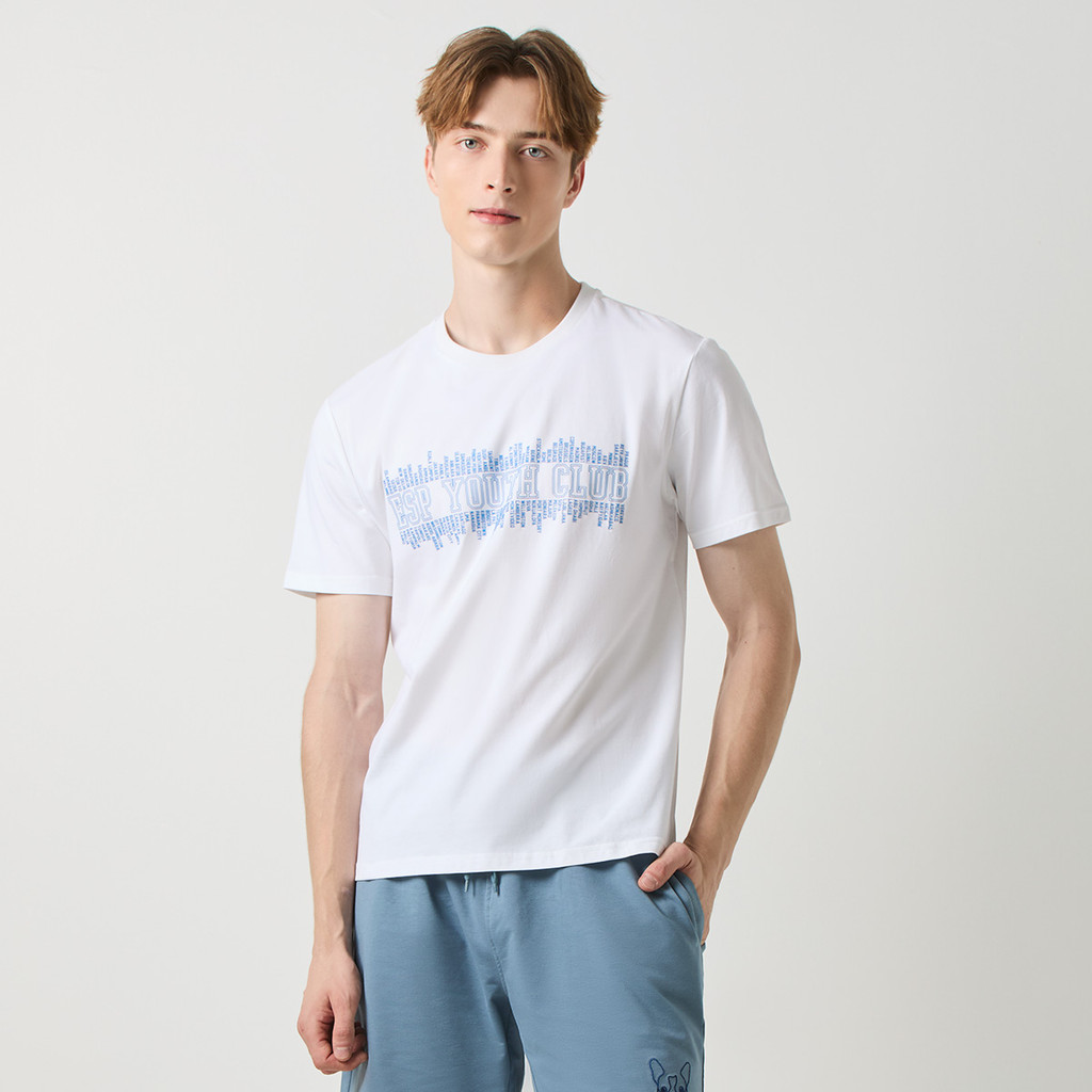 ESP เสื้อทีเชิ้ตพิมพ์ลายกราฟฟิก ผู้ชาย สีขาว | Graphic Tee Shirt | 04025