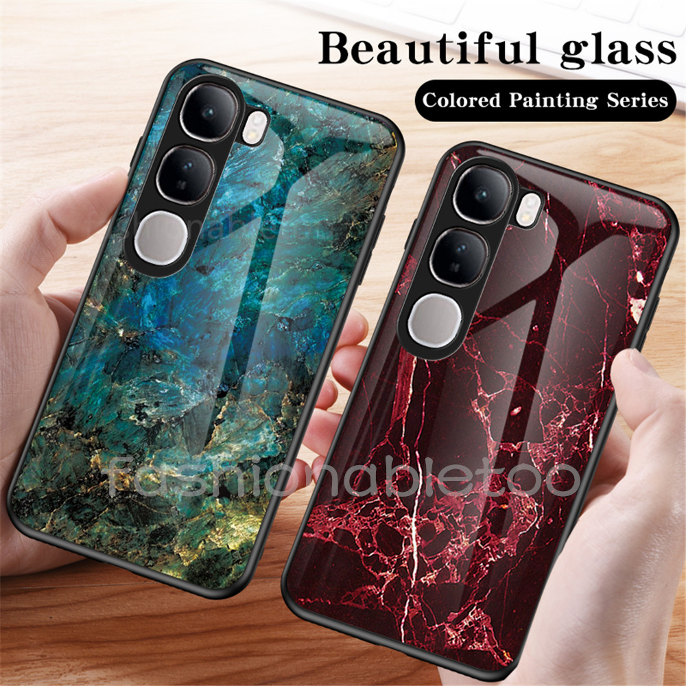 ปลอกสําหรับ Vivo Y200 Y19s Y 200 Y 19s Y19 s VivoY200 VivoY19s 4G 5G 2024 กระจกนิรภัยเคสโทรศัพท์แฟชั่น Soft TPU Edge กันกระแทก Hard ฝาหลัง