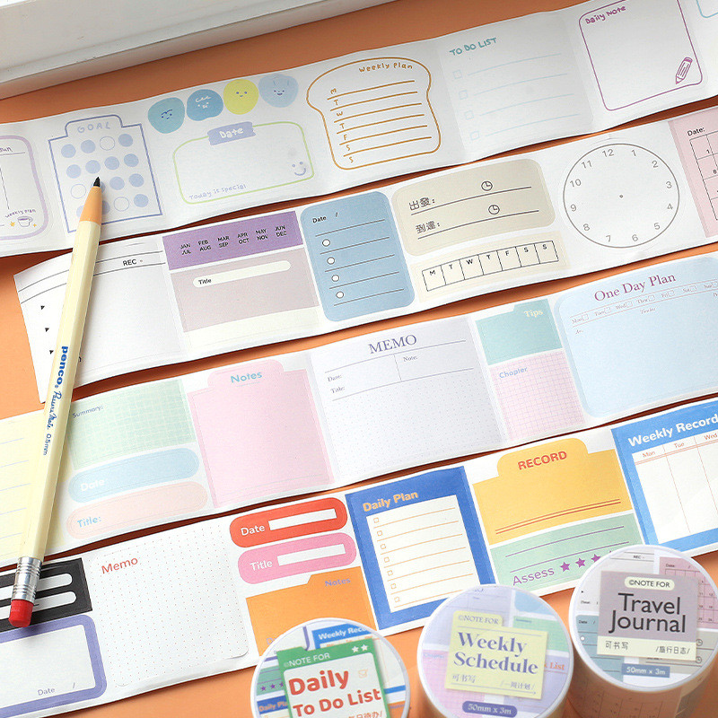 ไดลี่|Writable Die-Cutting Tape การวางแผนบน Progress สติกเกอร์คู่มือตกแต่ง Office Plan Note เทปคู่มือสติกเกอร์เทป
