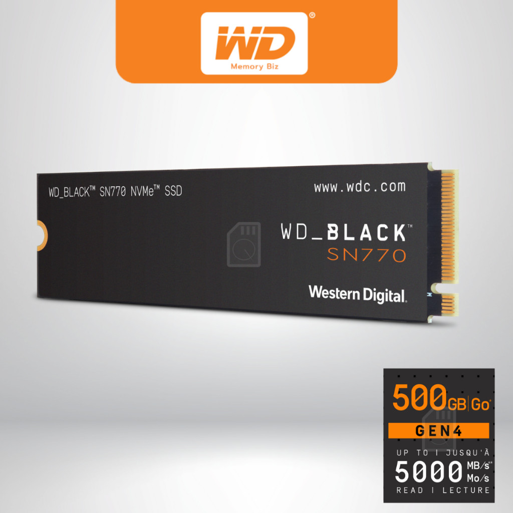 500 GB SSD (เอสเอสดี) WD BLACK SN770 - PCIe 4x4/NVMe M.2 2280 (WDS500G3X0E)
