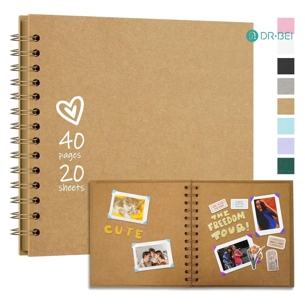 Dr.bei อัลบั้มภาพสมุดภาพขนาด 7 นิ้ว 40 หน้า Twin-wire Binding DIY ปกแข็งเกลียวงานแต่งงาน Travel Baby Shower เด็กครอบครัวครบรอบหนังสือภาพคอลเลกชัน 