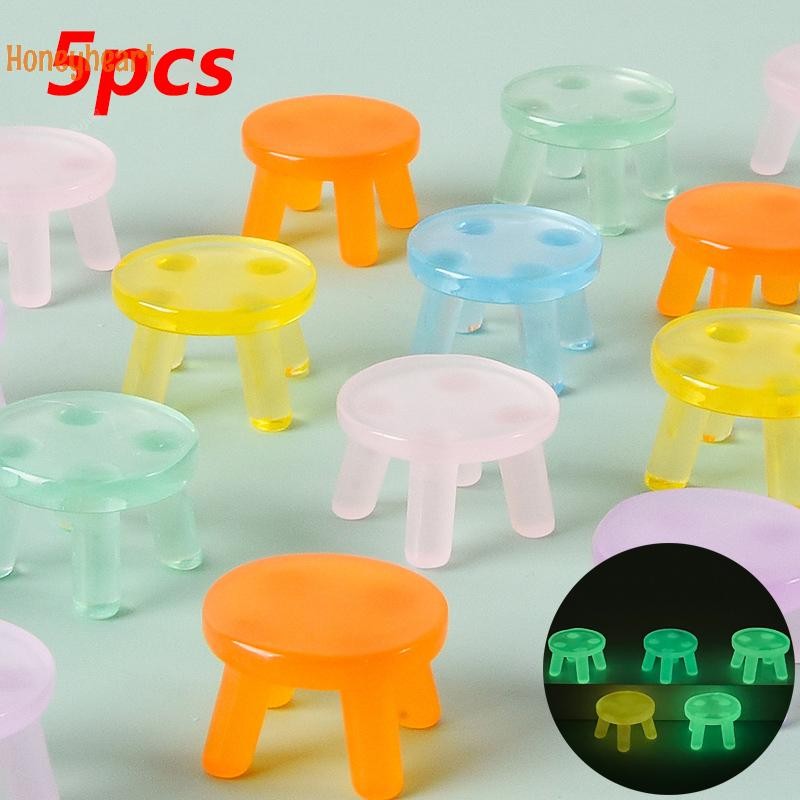 <Honeyheart> 5 ชิ้น Luminous Macaron สตูล DIY เครื่องประดับอุปกรณ์เสริมเดสก์ท็อปรถ Play House ของเล่นเครื่องประดับเรซิน Nice