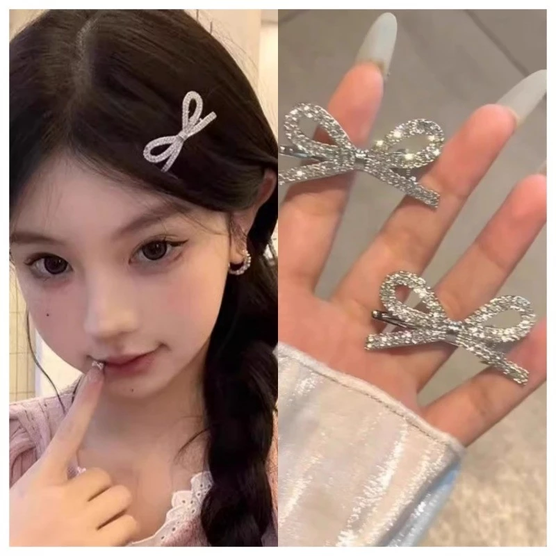 แฟชั่น Bling Zircon bowknot Hairpin Bangs คลิปเจ้าหญิง Headwear เครื่องประดับผม