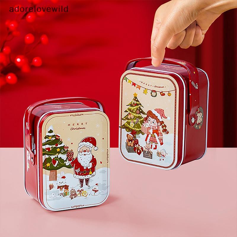 Adorelovewild คริสต์มาส Tinplate Candy กล่องคุกกี้ช็อกโกแลตของขวัญกล่องเปล่าเหล็กกล่องเก็บบ้าน Xmas Party Supplies Navidad sf