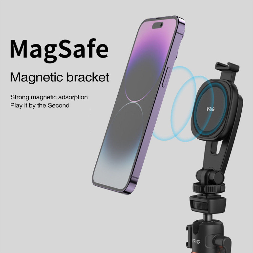 Vrig MG-03 Magnetic Phone Mount ขาตั้งกล้องพร้อมรองเท้าเย็น 360° ขายึดที่วางโทรศัพท์มือถือแบบหมุนได้สําหรับ แม็กเซฟ