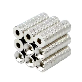 แม่เหล็กนีโอไดเมียม กลมแบนมีรู แม่เหล็กแรงสูง กลมแบน Neodymium Magnet แม่เหล็ก กลมแบนมีรู ( 1 ชิ้น )
