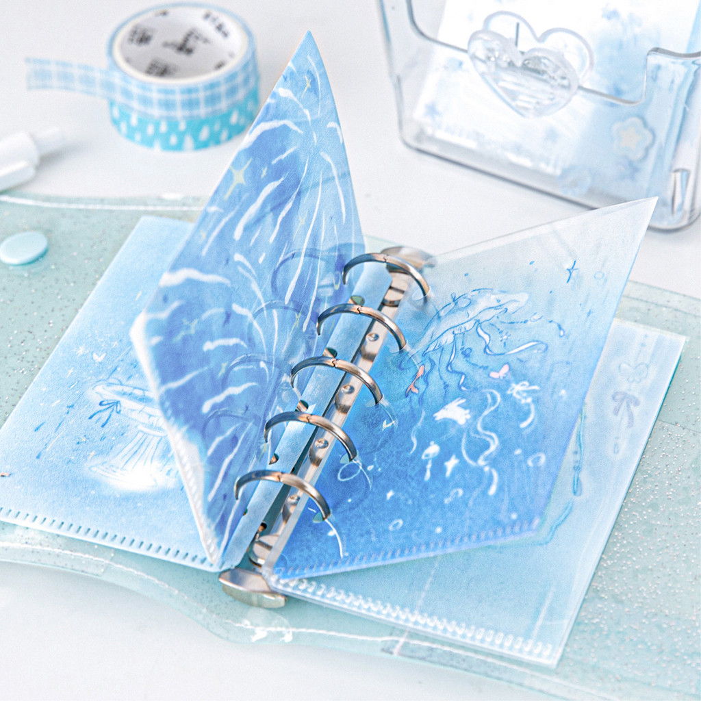ไดลี่|Blue Dreamland PVC Loose-leaf Storage Bag นักเรียนเกาหลี High-value Card Book Cuckoo Card ID Card Storage Book อัลบั้ม