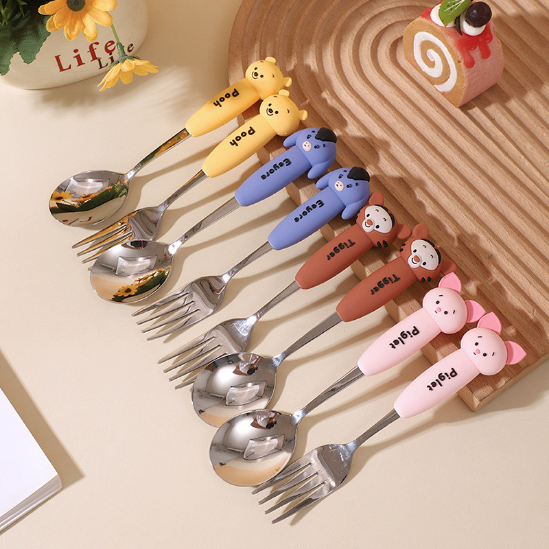 🥢Disney ตะเกียบ ช้อน ส้อม    ชุดช้อนส้อม  ช้อนเด็ก  Kid Spoon Fork Set    ชุดช้อนส้อมเด็ก ช้อนส้อมลายการ์ตูน แสตนเลสหนาอย่างดี พร้อมกล่องพกพาสะดวก