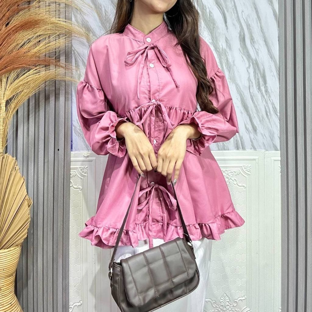 WILLSHA - ZRX MYMO TOP COQUETTE RIBBON / VEFITA BLOUSE / Simple Outfit Cute / Long Sleeve Sailor Blo