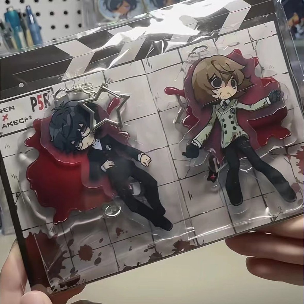 Persona Blood Series อะนิเมะพวงกุญแจผู้หญิง Amamiya Ren อะคริลิค Key Chain Man Akechi Goro Key แหวนกระเป๋าจี้เครื่องประดับน่ารักของขวัญ