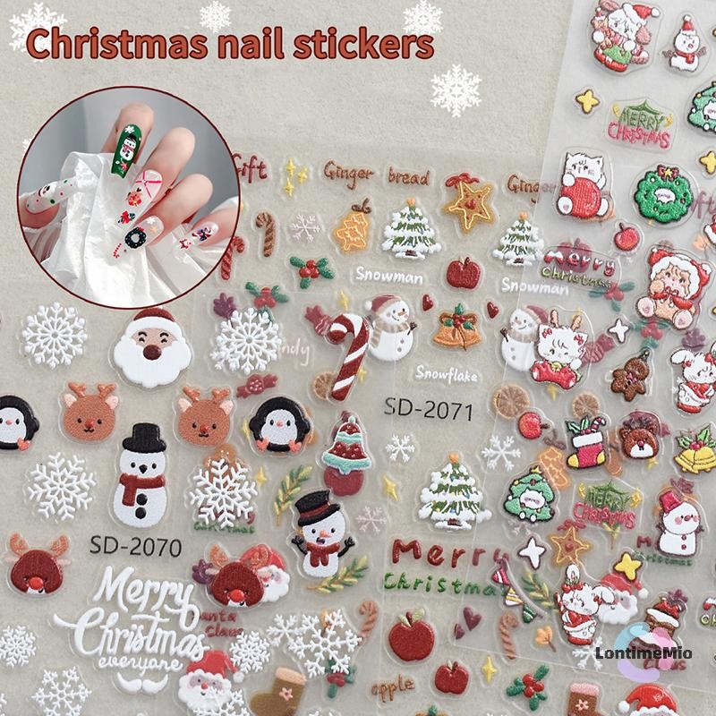Lontimemio] คริสต์มาส Snowman Snowflakes สติกเกอร์เล็บการ์ตูน Santa Claus Elk คริสต์มาส Decal DIY เล็บ Decals ใหม่