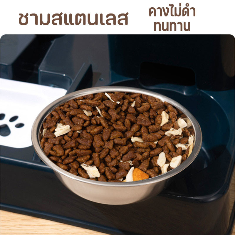 ที่ให้อาหารสัตว์เลี้ยง สเตนเลส ที่ให้น้ำสัตว์เลี้ยง เครื่องให้อาหารแมวอัตโนมัติ - รูปที่ 5