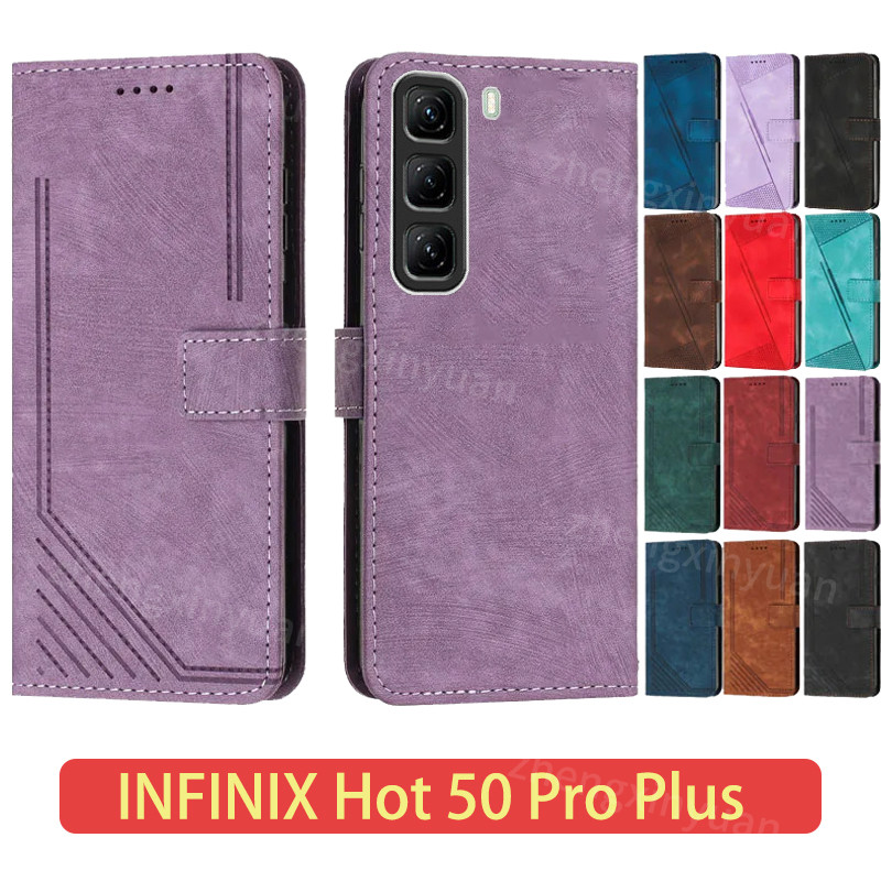 ปลอกสําหรับfunda Infinix Hot 50 Pro Plus Hot50ProPlus Hot50Pro 4G 5G 2024 กระเป๋าสตางค์การ์ดพลิกกรณีหนังนุ่มสําหรับHot50 Hot50Pro + 50Pro + ฝาหลังผู้ถือบัตร