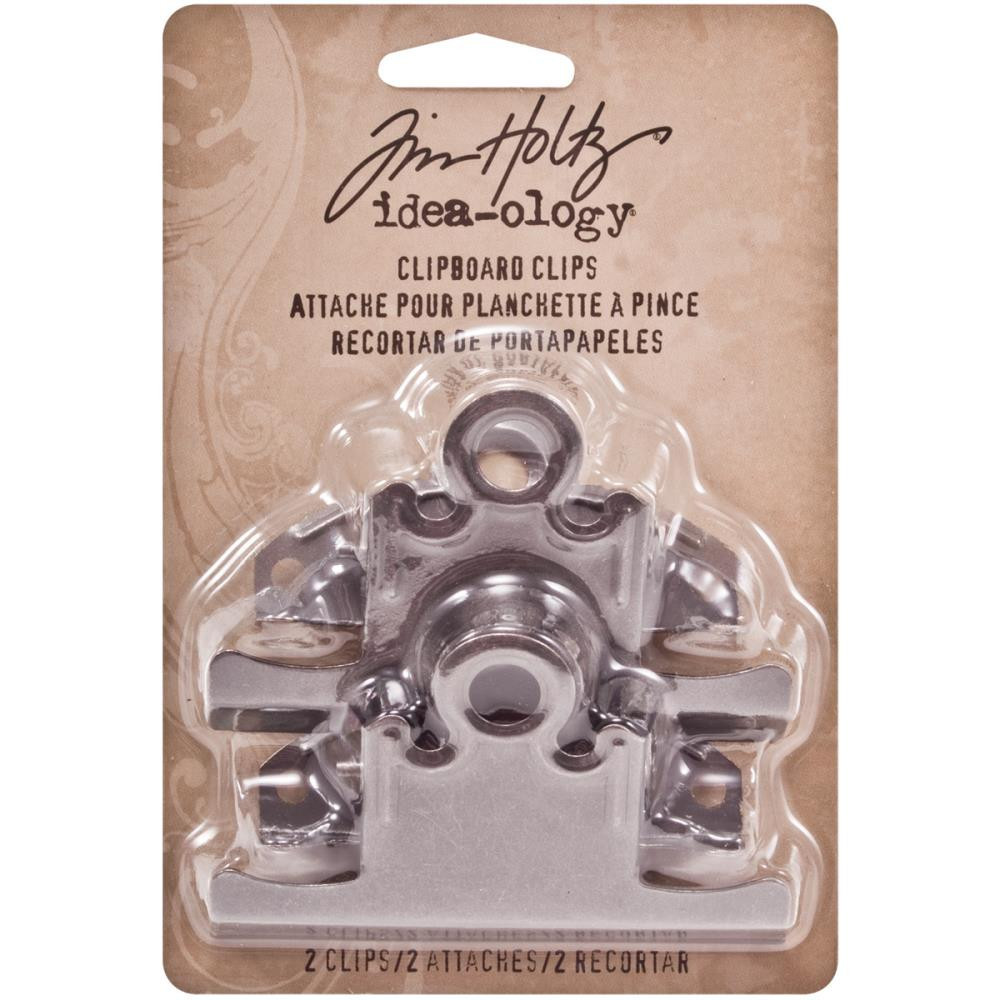Tim Holtz Idea-Ology คลิปคลิปบอร์ดโลหะ 2.2.5"X3.25" 2/Pkg - นิกเกิลโบราณ