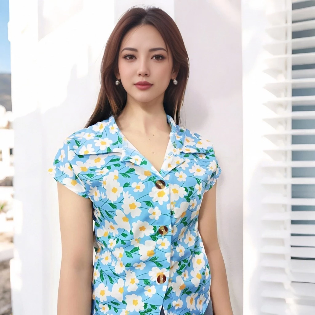 เสื้อผู้หญิงลายดอกไม้ แขนสั้น สไตล์ฤดูร้อน สงกรานต์ thumbnail 4