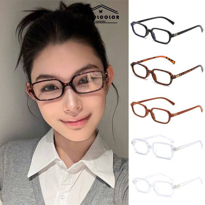 ในไทย💖แว่นตาแฟชั่นเหลี่ยมป้องกันแสงสีฟ้าInsสไตล์เกาหลีวินเทจคุณภาพสูงใหม่ UnisexCOD