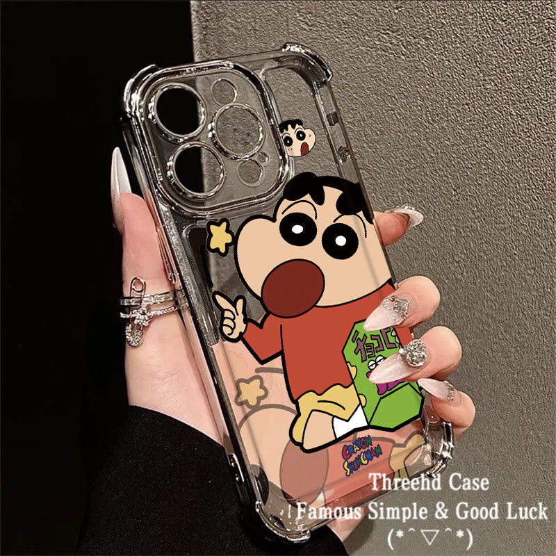 ปลอกสําหรับ OPPO Reno 13F 12F 11F 5 A57 A77s A58 A60 A3X A5s A3s A7 A18 A17 A16 A15 A79 A98 A53 A33 A31 A12 A95 A54 A5 หรูหรา 360°ปกป้อง การ์ตูนตลกเครยอนชินจังกรณีปก