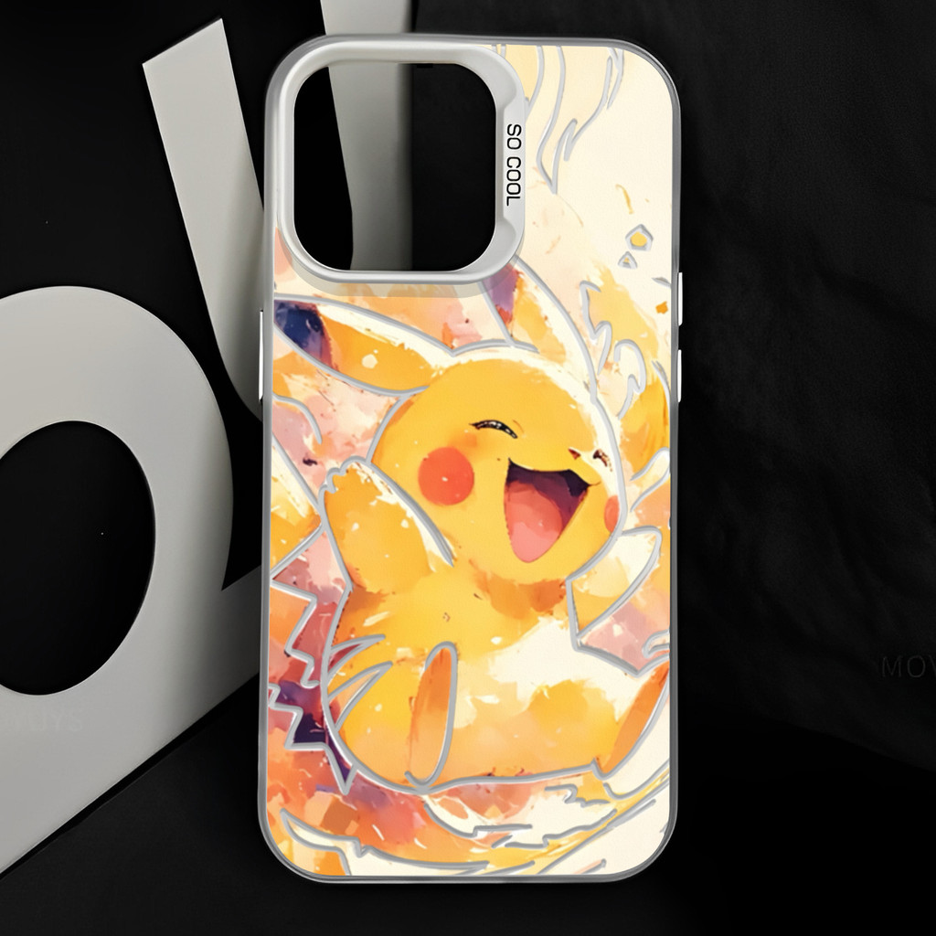 การ์ตูนวาดเล่นปิกาจู เคสไอโฟนหรูหราไฮโซ For iphone 11 12 13 14 15 16 Pro MAX 14P 15P XR XSMAX 7Plus เคสโทรศัพท์กันกระแทก