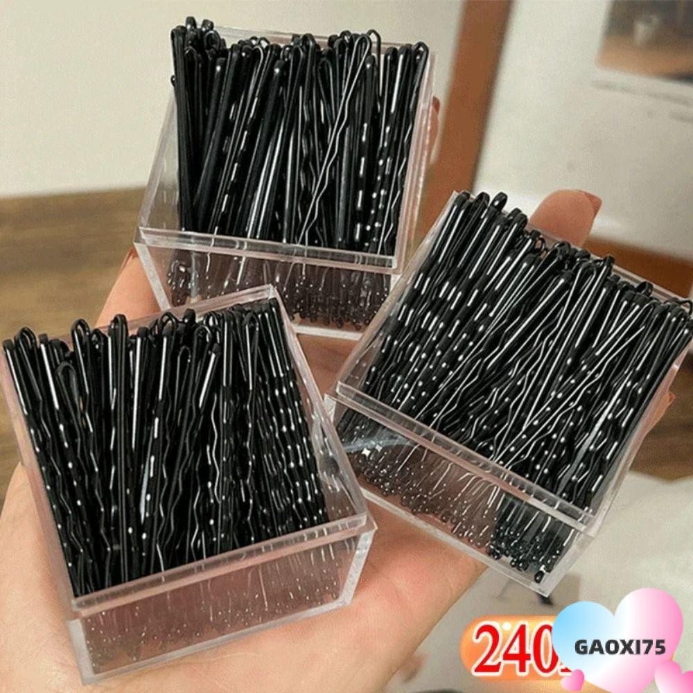 Gaoxi75 60/240 ชิ้นกิ๊บติดผมผู้หญิง,กิ๊บสีดํารูปตัวยูคลื่น,แฟชั่นที่มองไม่เห็นที่คาดผมแบบใช้แล้วทิ้ง